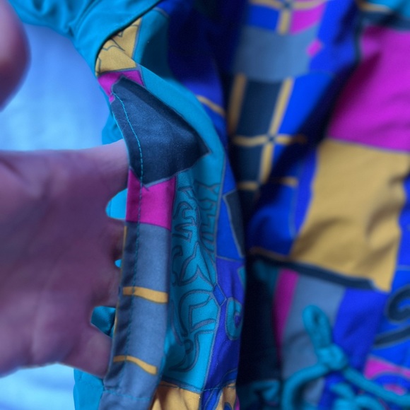 L Casual Isle Track Suit Nylon Aztec Motif Purple Teal Large Lined Vintage Retro - Picture 7 of 15